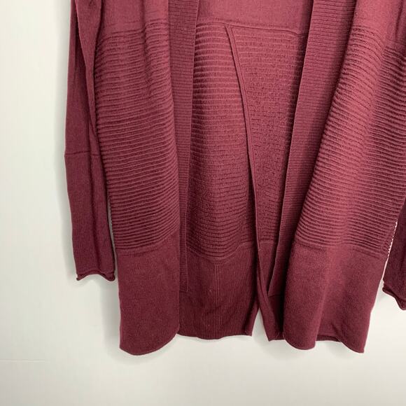Lululemon Sit in Lotus Heathered Plum Cardigan Wrap Sweater Burgundy Wool 4 - Picture 7 of 13